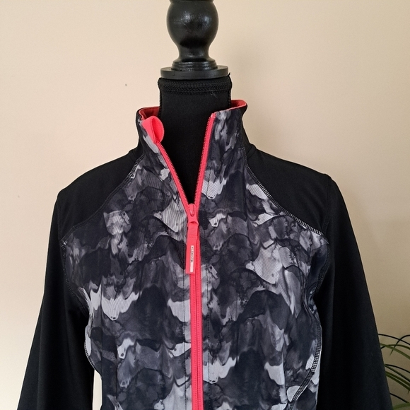Mondetta Active Jacket Full Zip Stretch Performance Top Medium Black Pink Grey - Picture 2 of 10